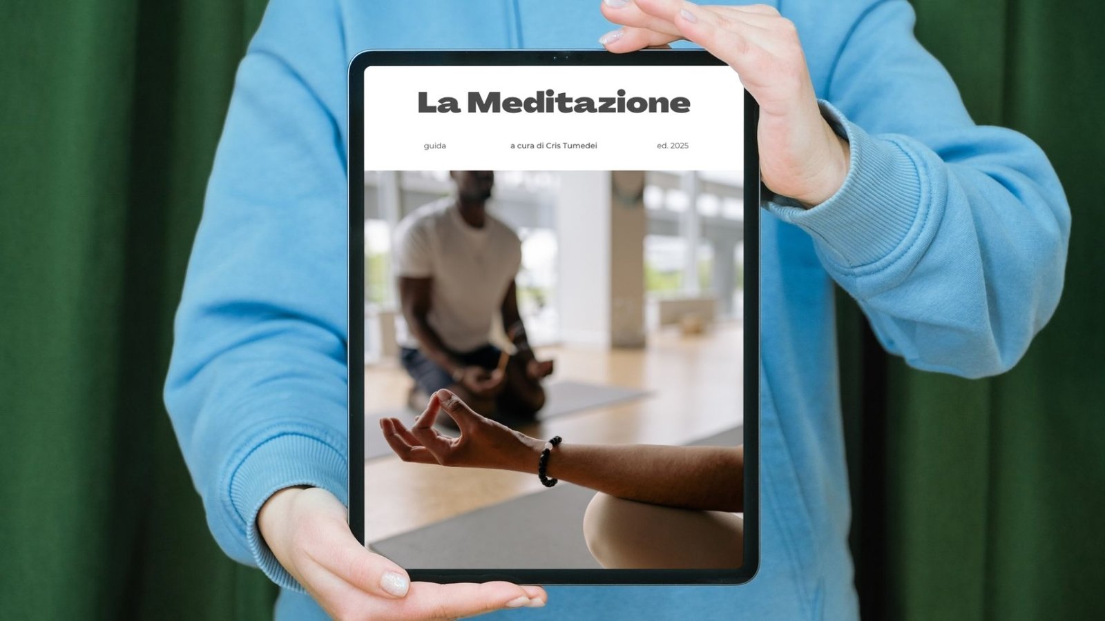 Mockup dell’ebook (Ri)comincia a Meditare, guida alla meditazione base