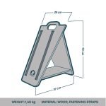 Dettaglio delle misure della mangiatoia per uccelli MÖKKI, design triangolare in legno di betulla.