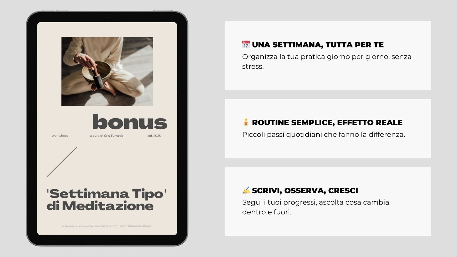 Foglio di lavoro (worksheet) Settimana Tipo di Meditazione – PDF da compilare - Vantaggi